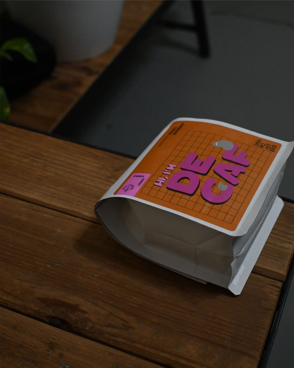 Hi, I'm DECAF, Heirloom, Natural/Swiss Water Process BRAZIL